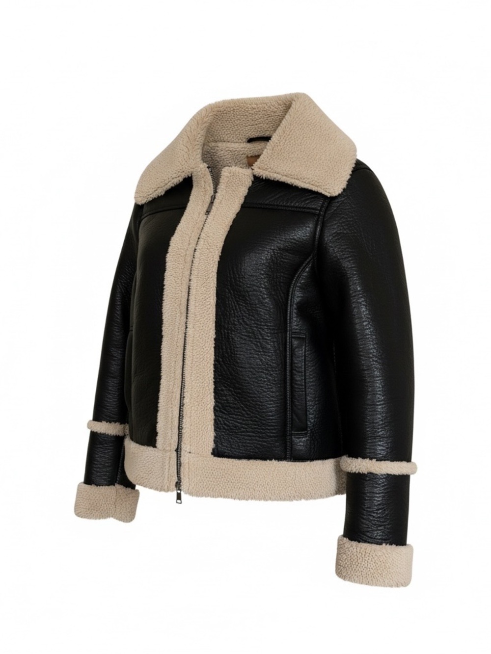 NWOT MOTHER on trend Leader of the Pack faux leather shearling zip jacket size L